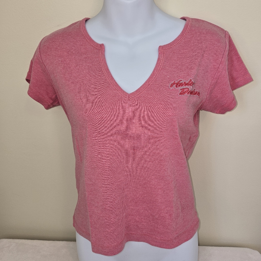 Women's Pink V-Neck Harley Top